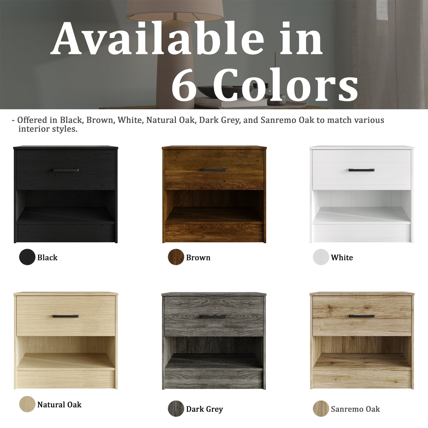 Veylora Modern RFID Lock Nightstand with Hidden Compartment
