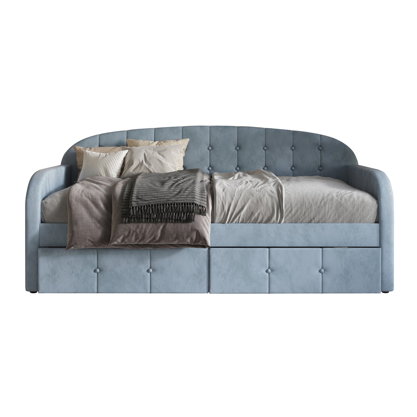 Caitronia Modern Velvet Twin Size Daybed with Storage