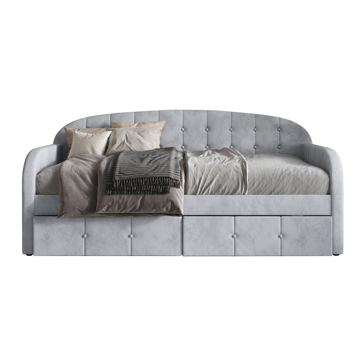 Caitronia Modern Velvet Twin Size Daybed with Storage