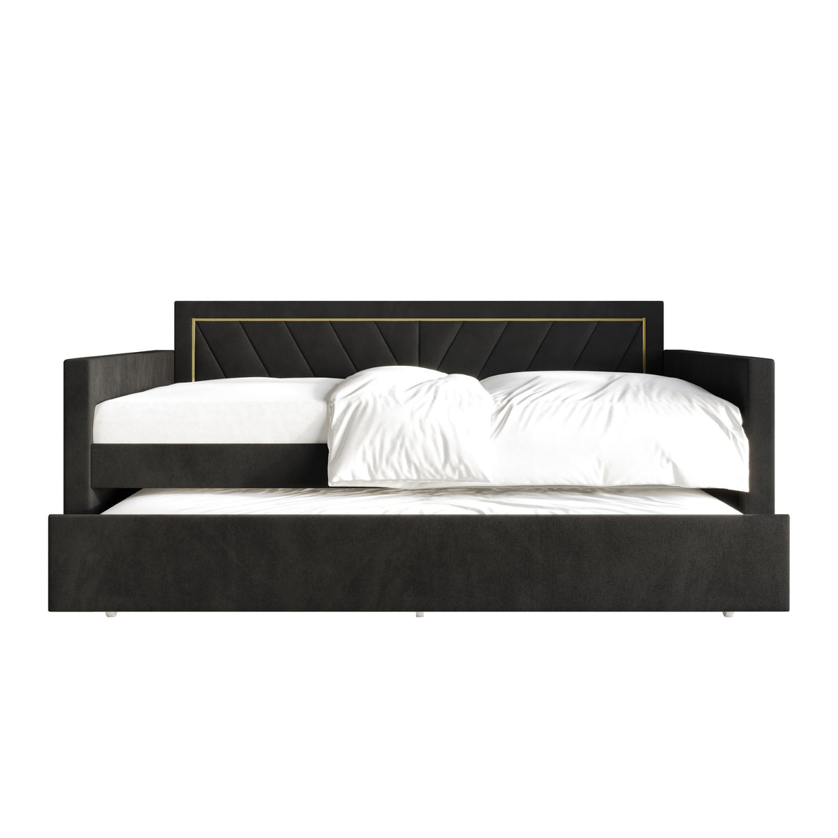 Kyliejo Velvet Upholstered Twin Size Daybed with Trundle
