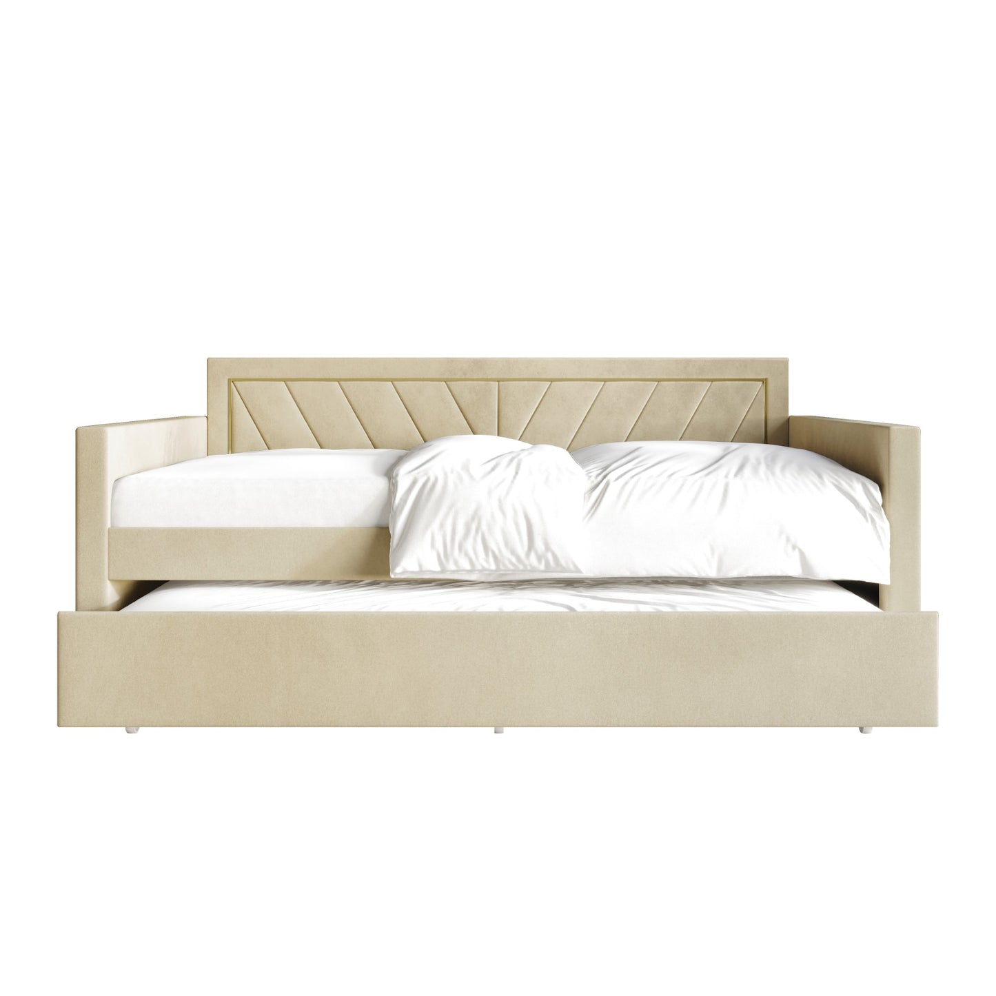 Kyliejo Velvet Upholstered Twin Size Daybed with Trundle