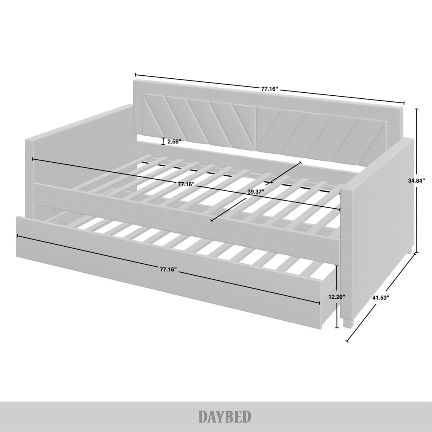 Kyliejo Velvet Upholstered Twin Size Daybed with Trundle