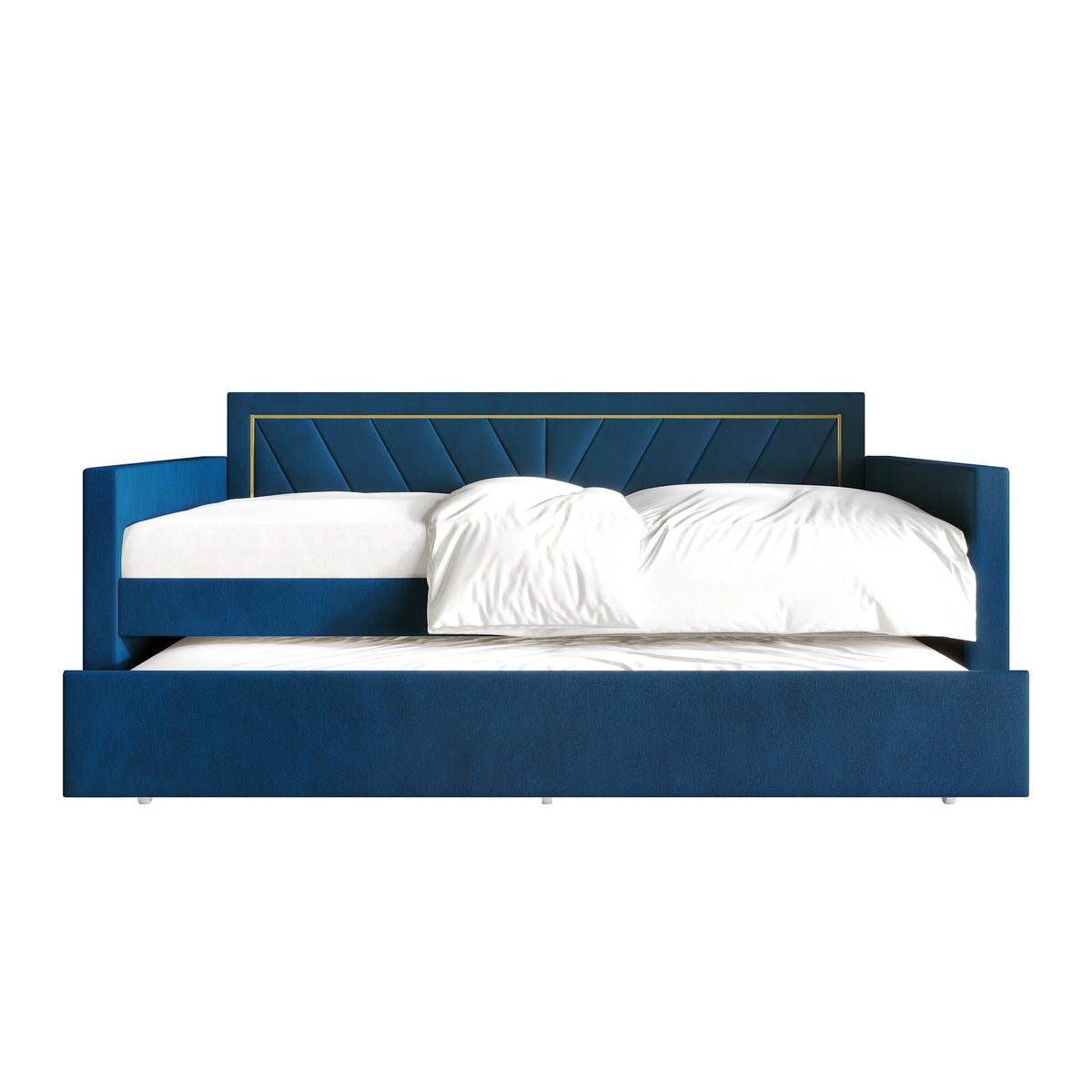 Kyliejo Velvet Upholstered Twin Size Daybed with Trundle