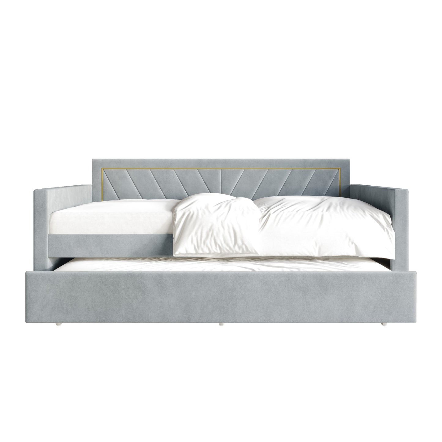 Kyliejo Velvet Upholstered Twin Size Daybed with Trundle