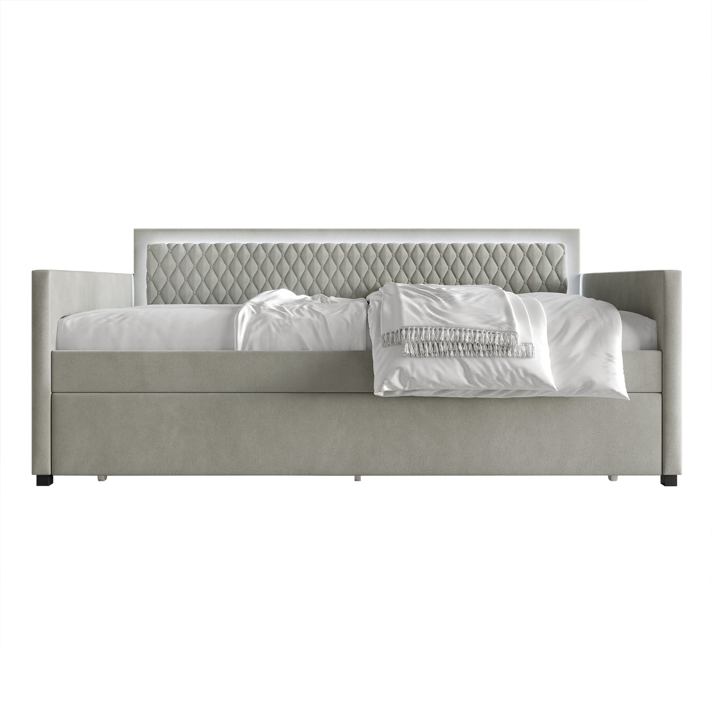 Jenecia Velvet Upholstered Daybed with Trundle