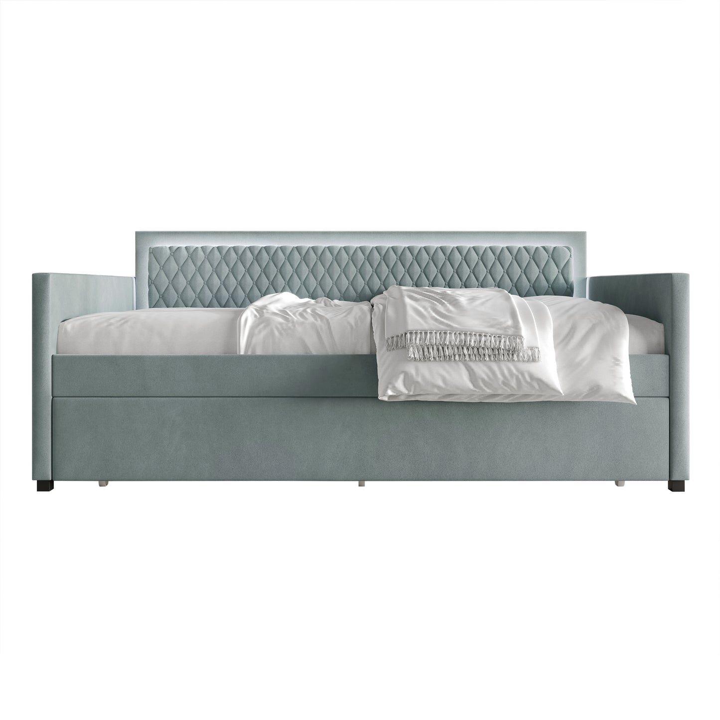 Jenecia Velvet Upholstered Daybed with Trundle