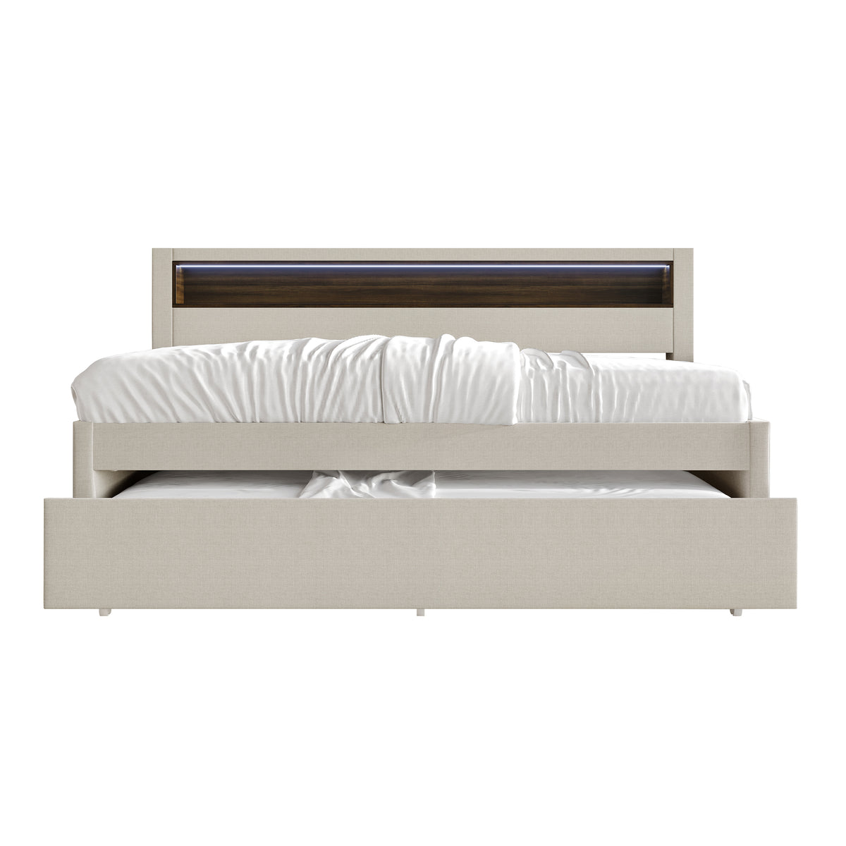 Averelle Twin Daybed with LED Light, Storage & Pull-Out Trundle