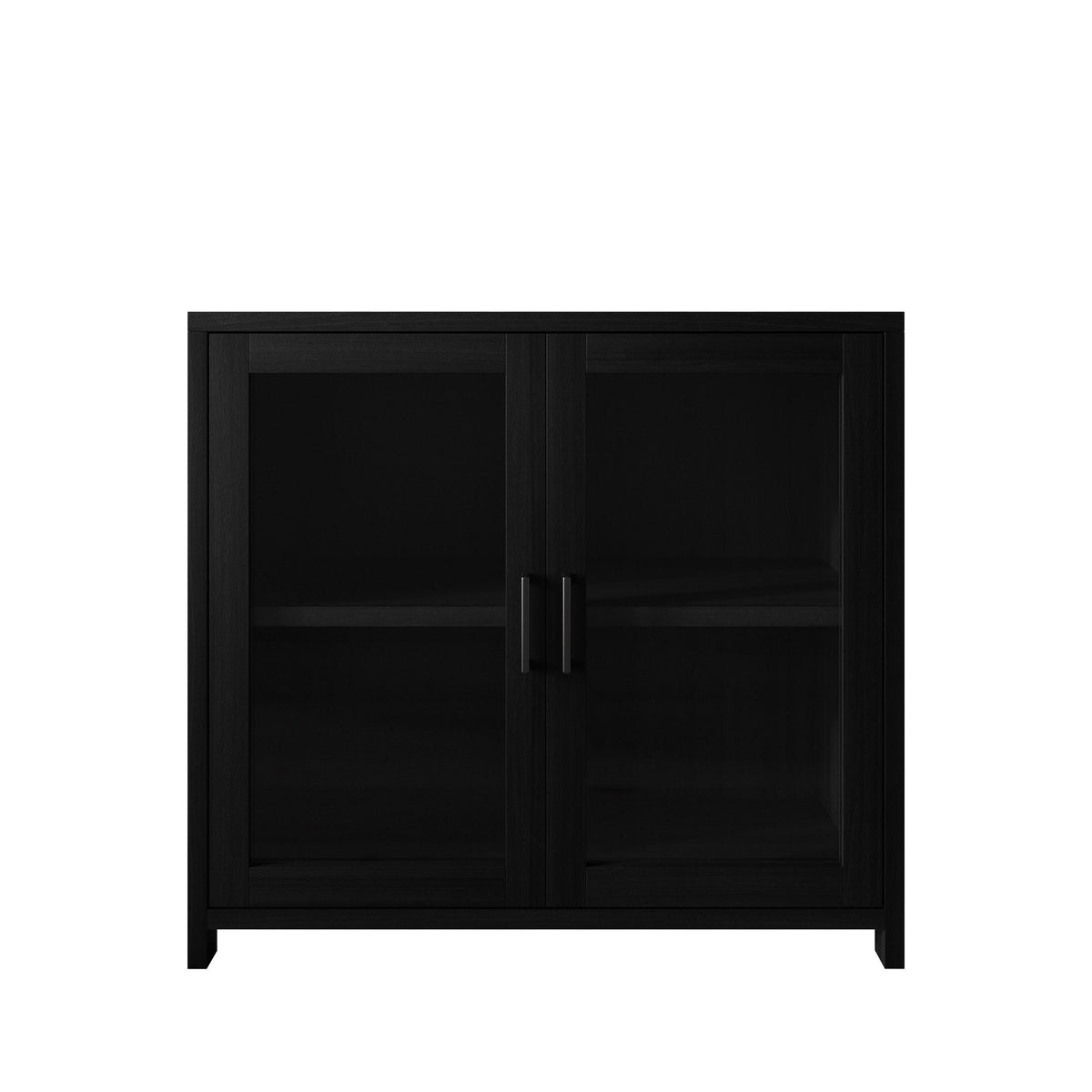 Modern Wooden Storage Cabinet with Flat-Panel Doors & Short Legs
