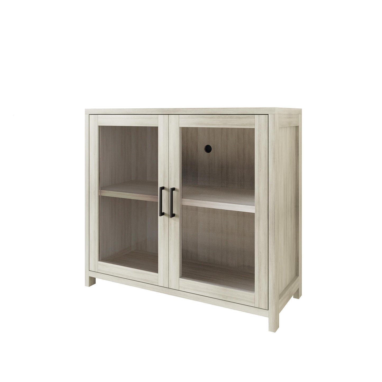 Modern Wooden Storage Cabinet with Flat-Panel Doors & Short Legs