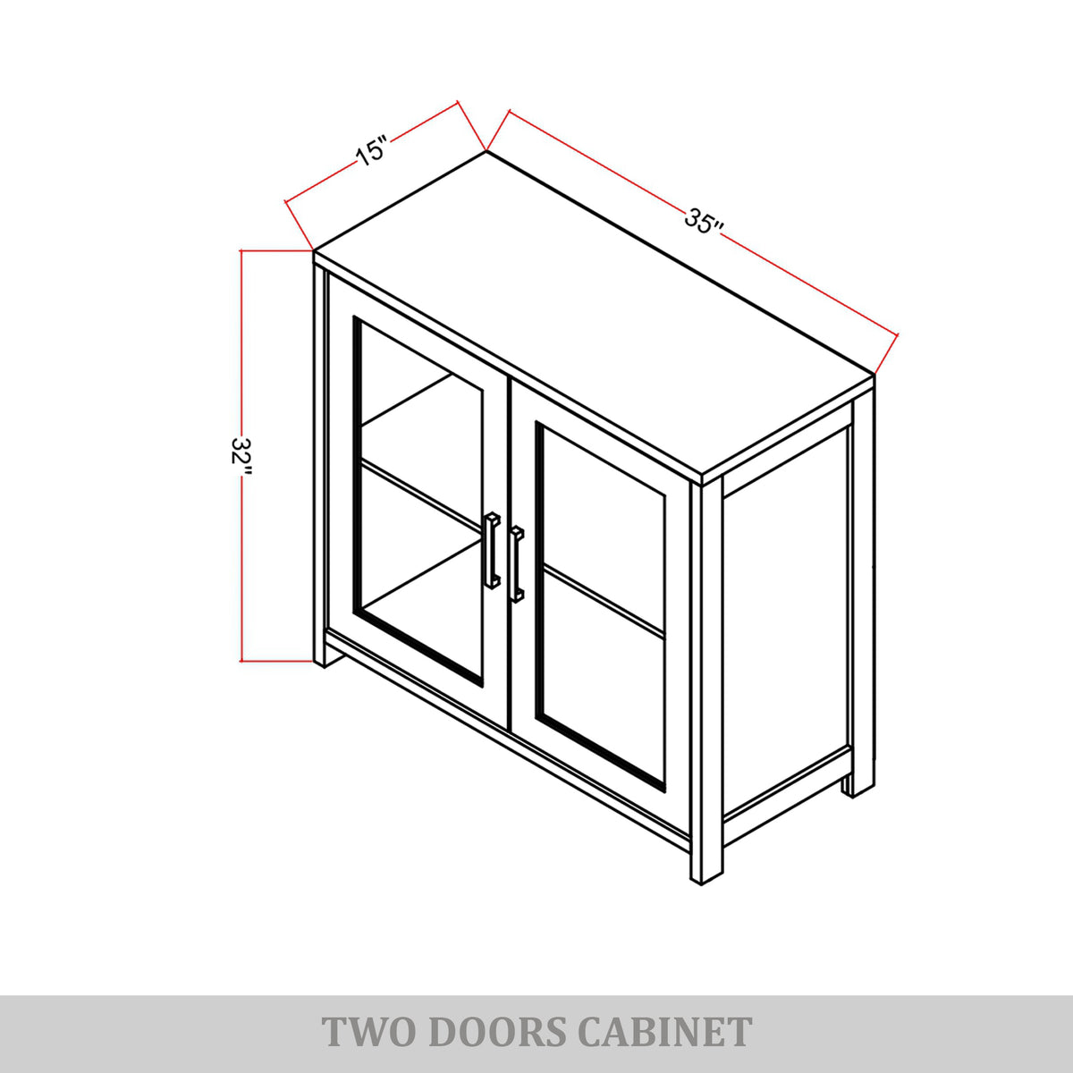 Modern Wooden Storage Cabinet with Flat-Panel Doors & Short Legs