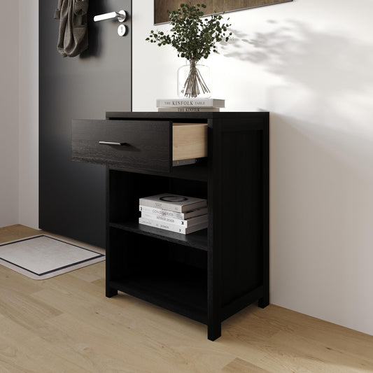 Modern Wooden Storage Cabinet with Drawer & Open Shelves