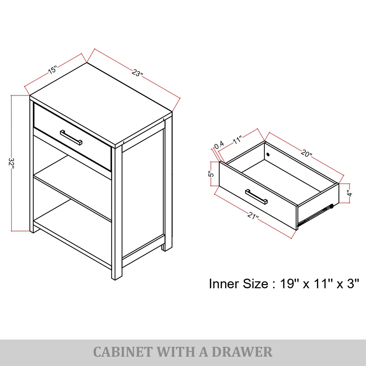 Modern Wooden Storage Cabinet with Drawer & Open Shelves