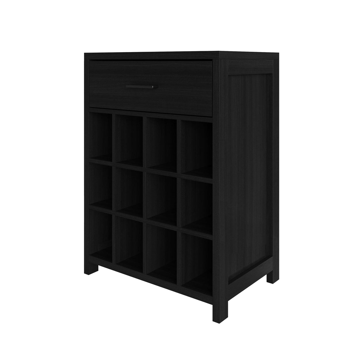 Modern Wooden Wine Cabinet with 12-Bottle Rack & Drawer