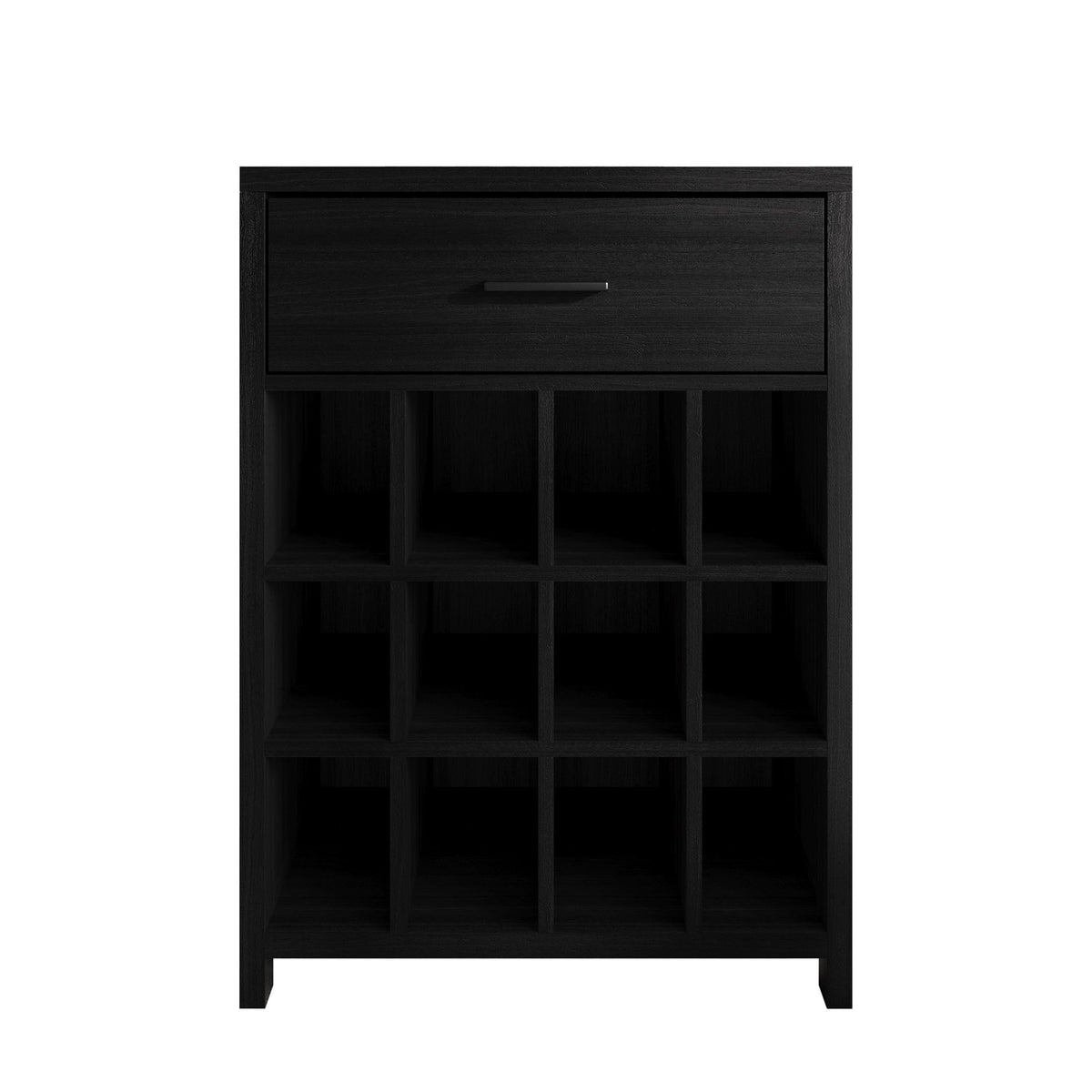 Modern Wooden Wine Cabinet with 12-Bottle Rack & Drawer