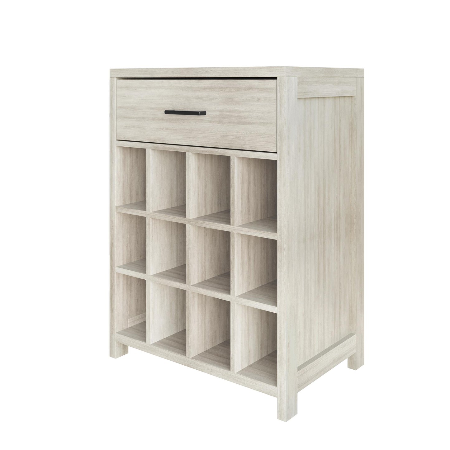 Modern Wooden Wine Cabinet with 12-Bottle Rack & Drawer