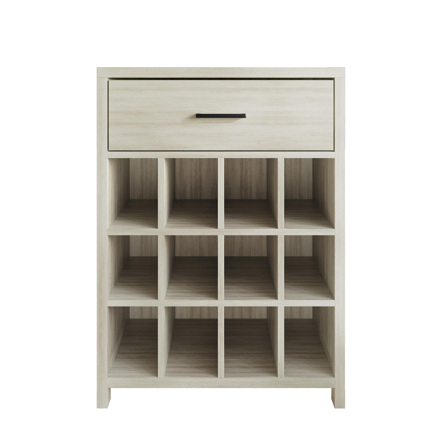 Modern Wooden Wine Cabinet with 12-Bottle Rack & Drawer