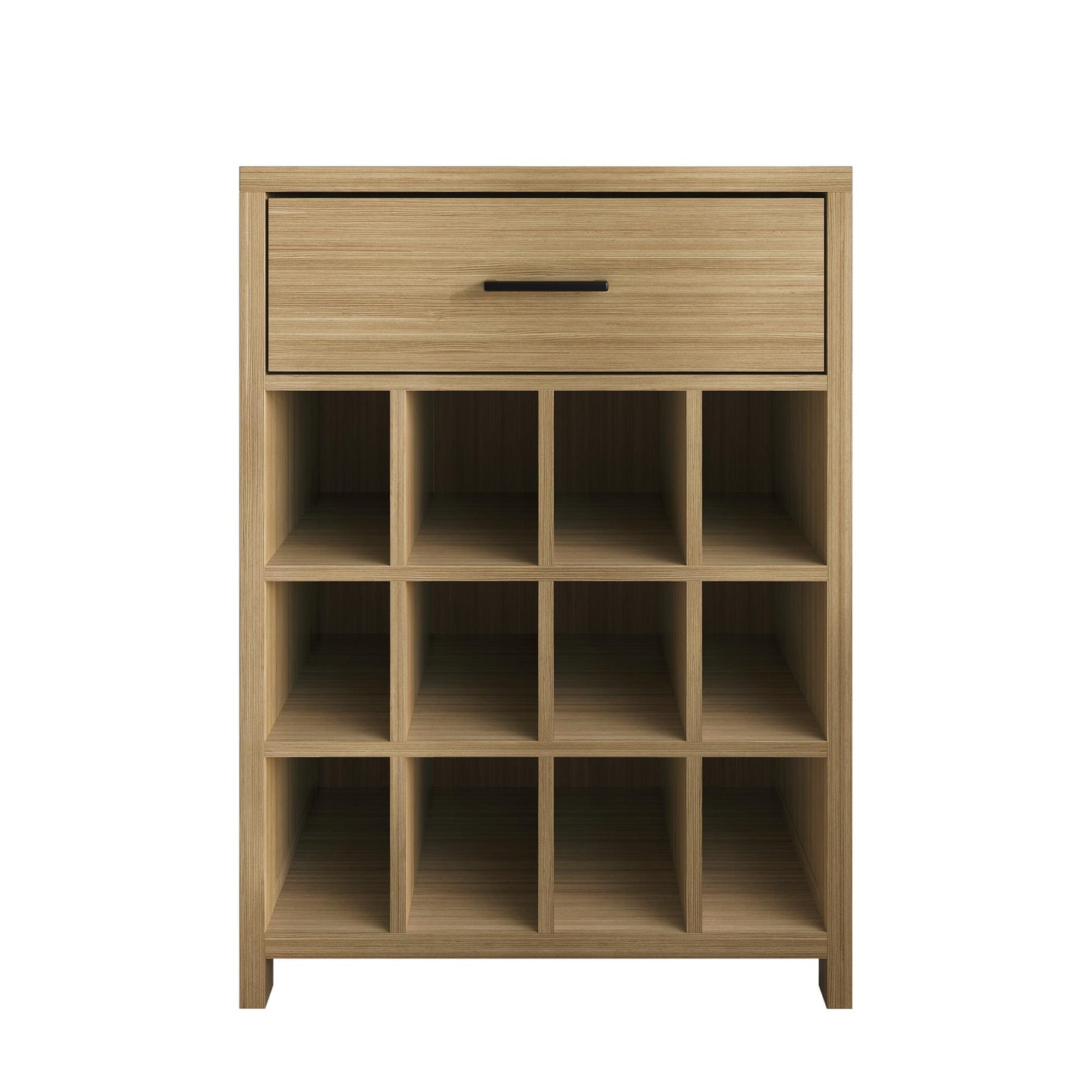 Modern Wooden Wine Cabinet with 12-Bottle Rack & Drawer