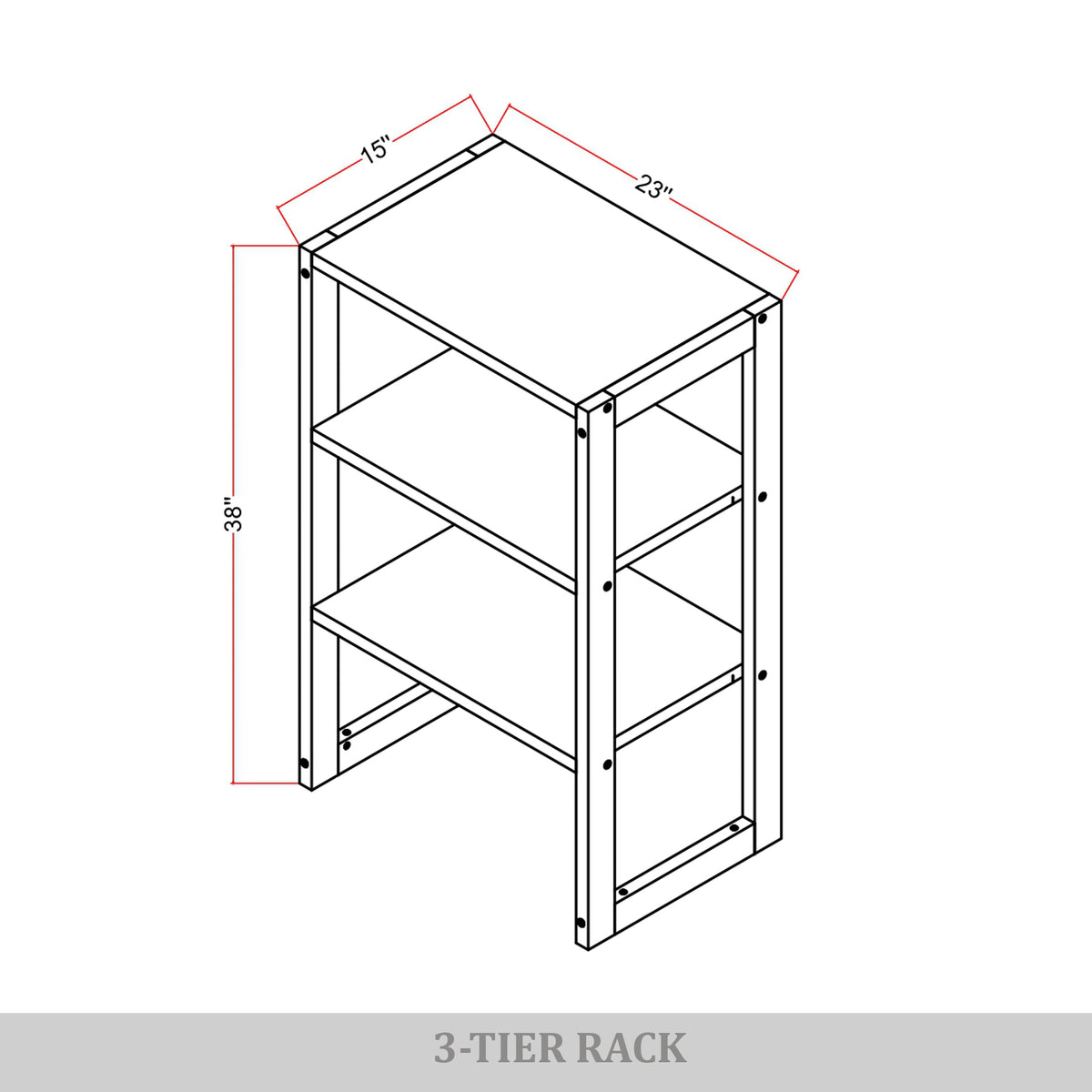 Lena 3-Tier Open Bookshelf