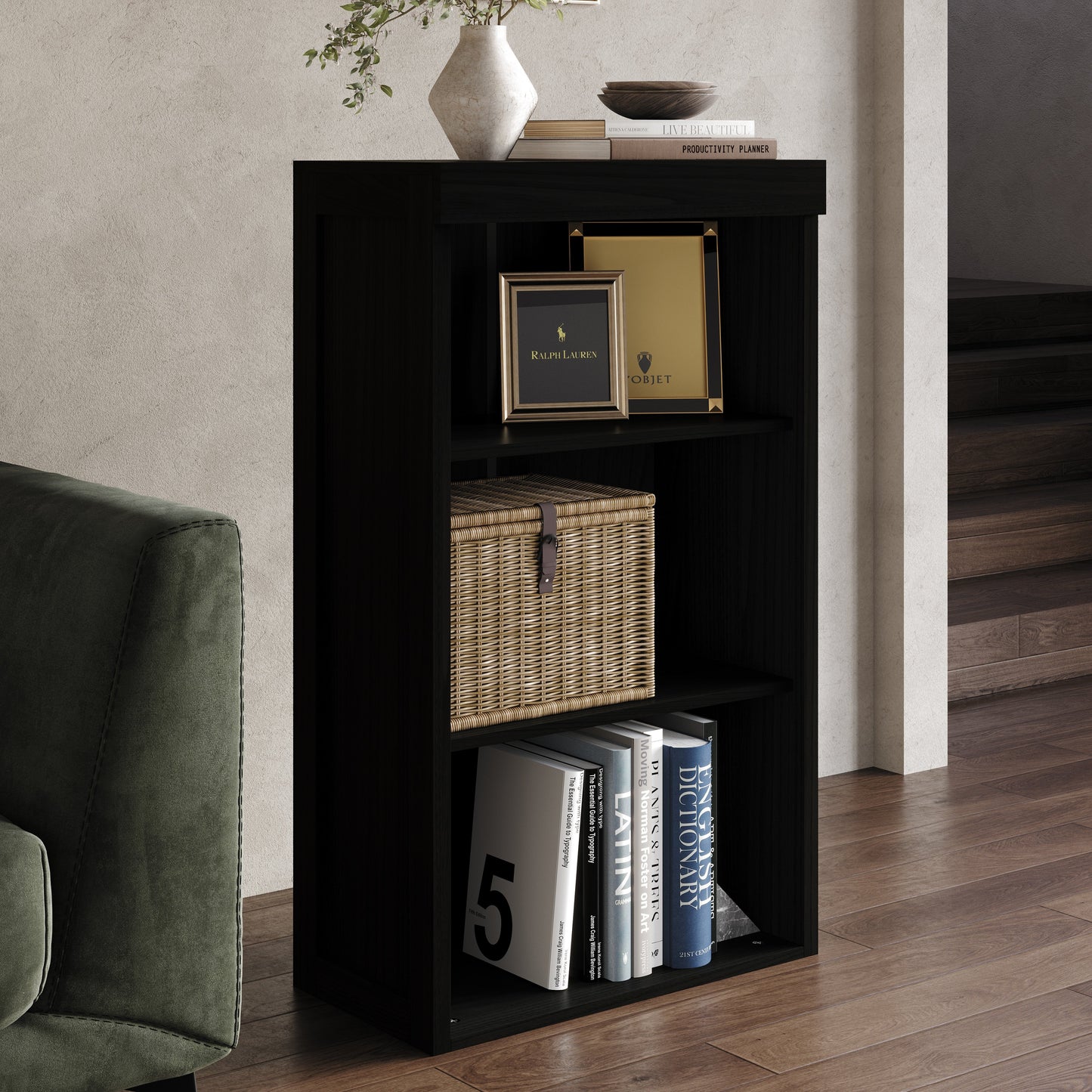 Luna 3-Tier Enclosed Bookshelf