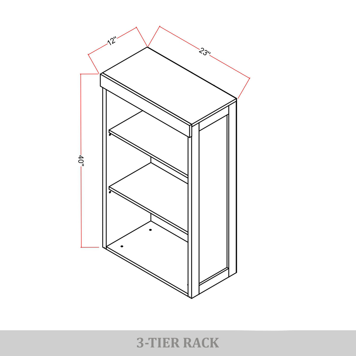 Luna 3-Tier Enclosed Bookshelf