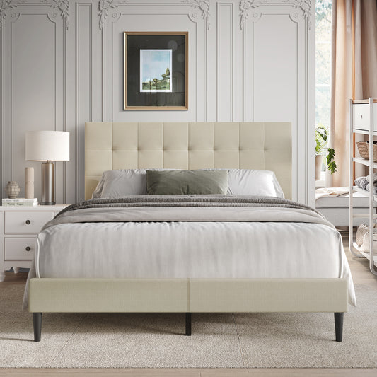 Kearn Clean-Lines Stitching Linen Upholstered Bed