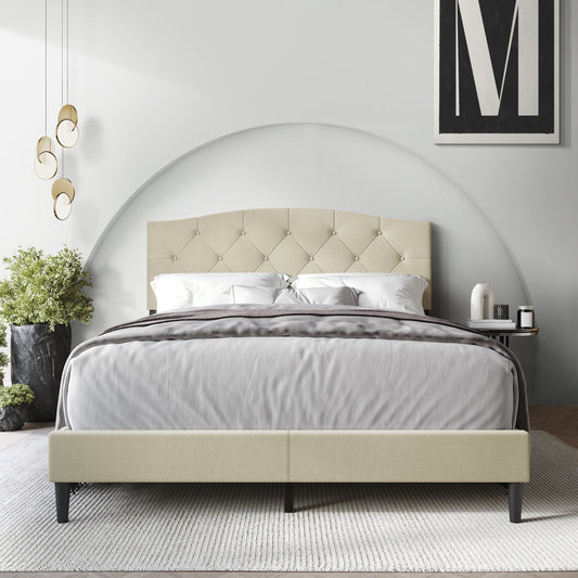 Nahiem Diamond Button Tufted Upholstered Platform Bed