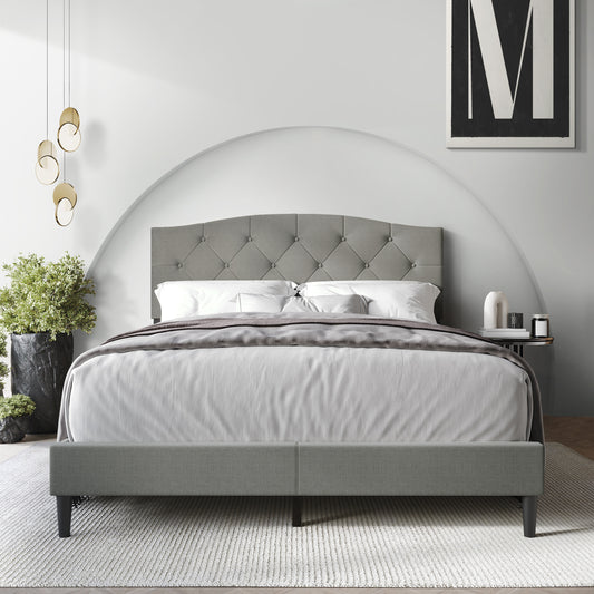 Nahiem Diamond Button Tufted Upholstered Platform Bed