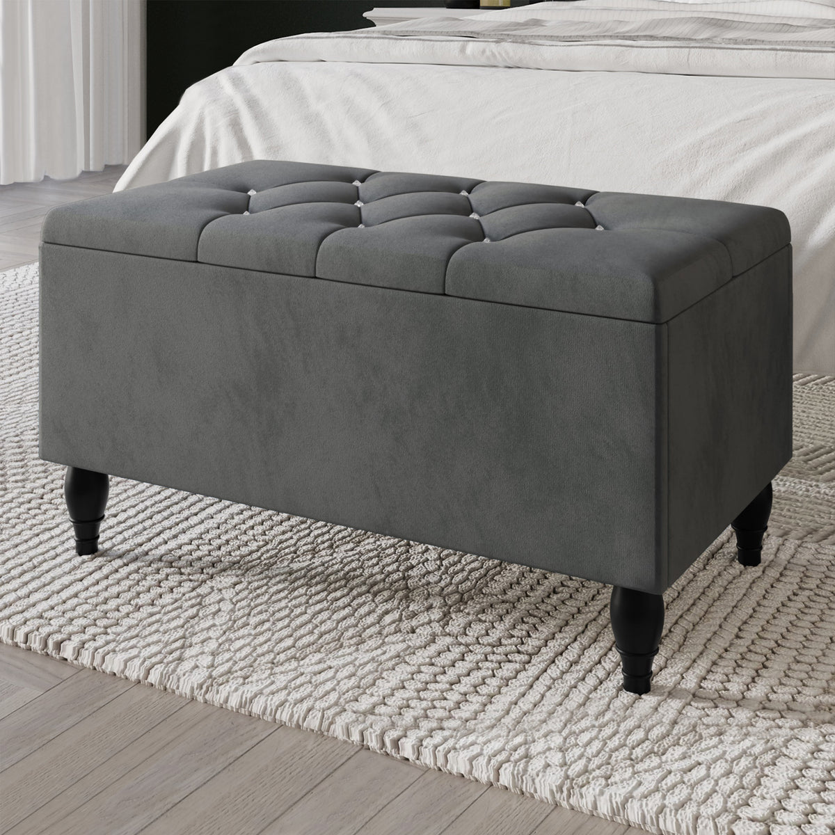 Tyreese 2 Piece Bedroom Bench Set Velvet Wingback Upholstered Bed