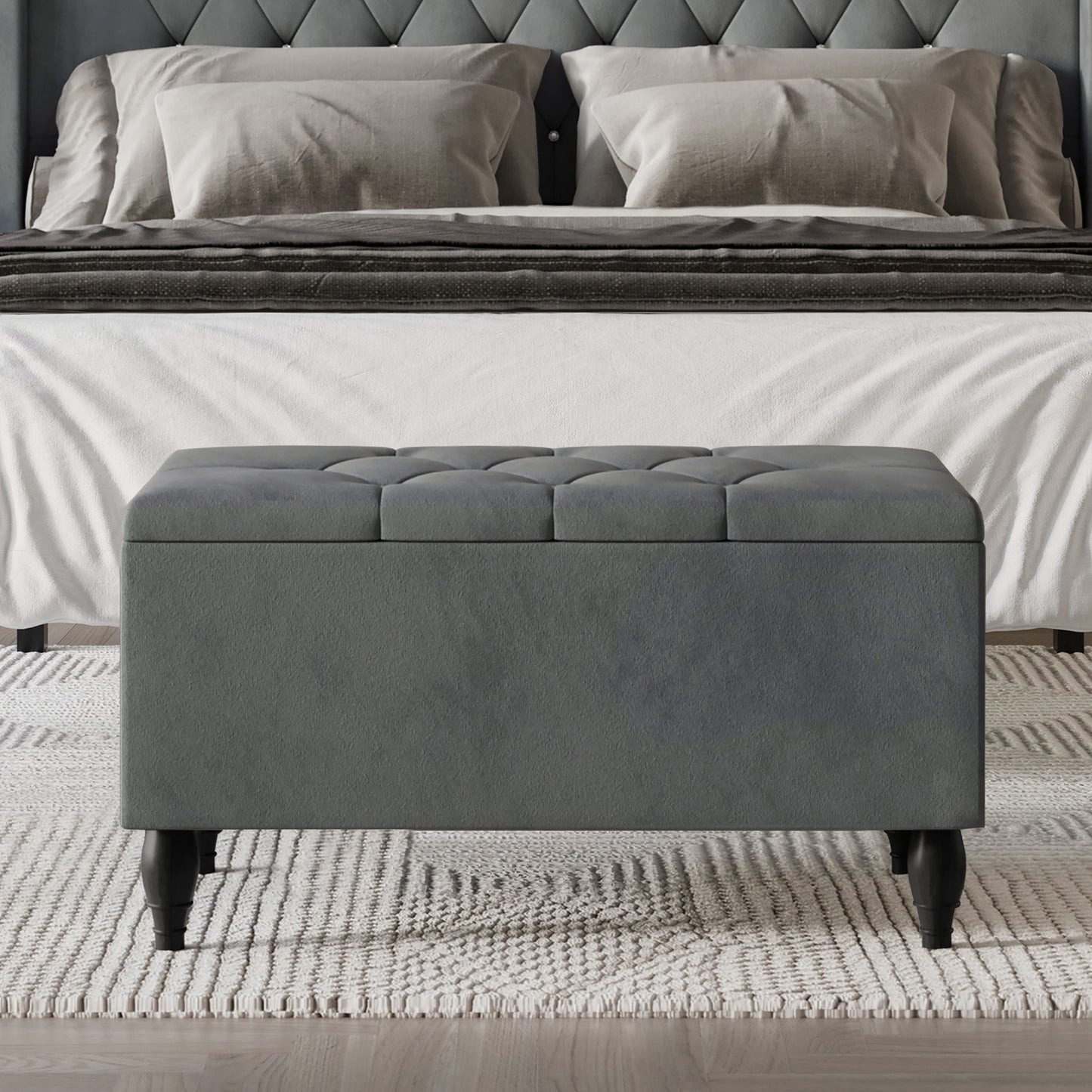 Tyreese 2 Piece Bedroom Bench Set Velvet Wingback Upholstered Bed