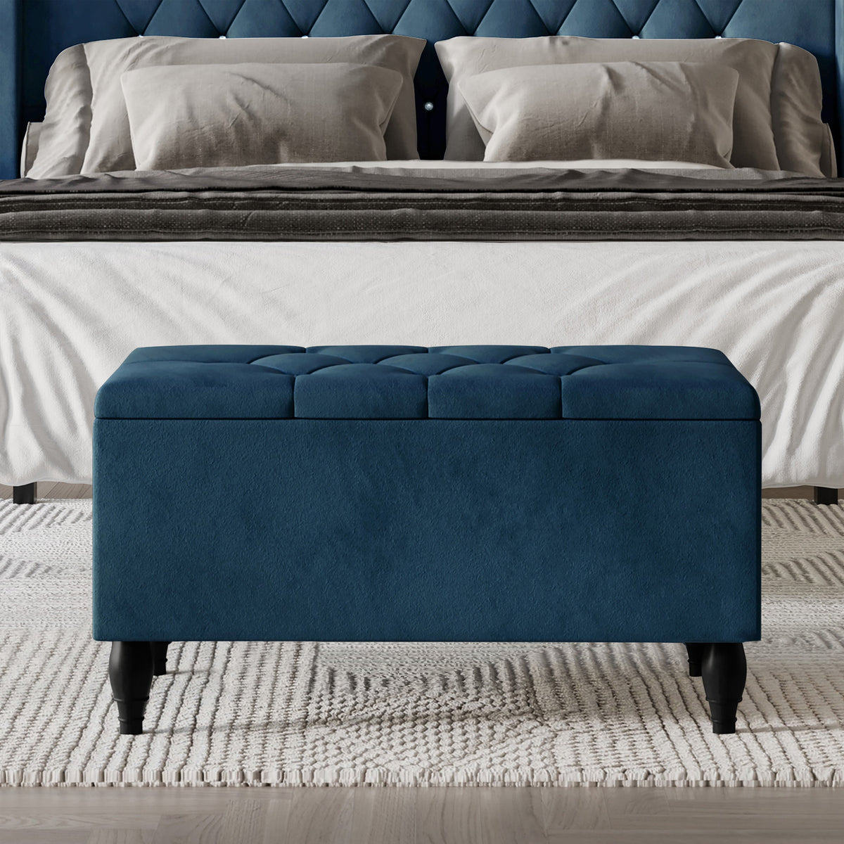 Tyreese 2 Piece Bedroom Bench Set Velvet Wingback Upholstered Bed
