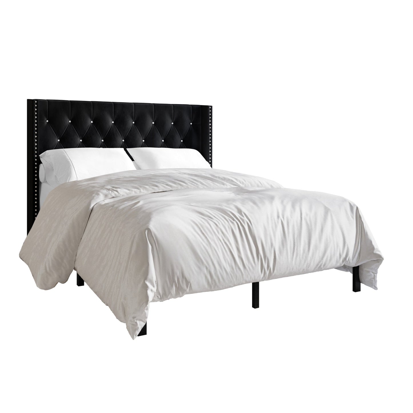 Ffyona Velvet Wingback Tufted Upholstered Bed