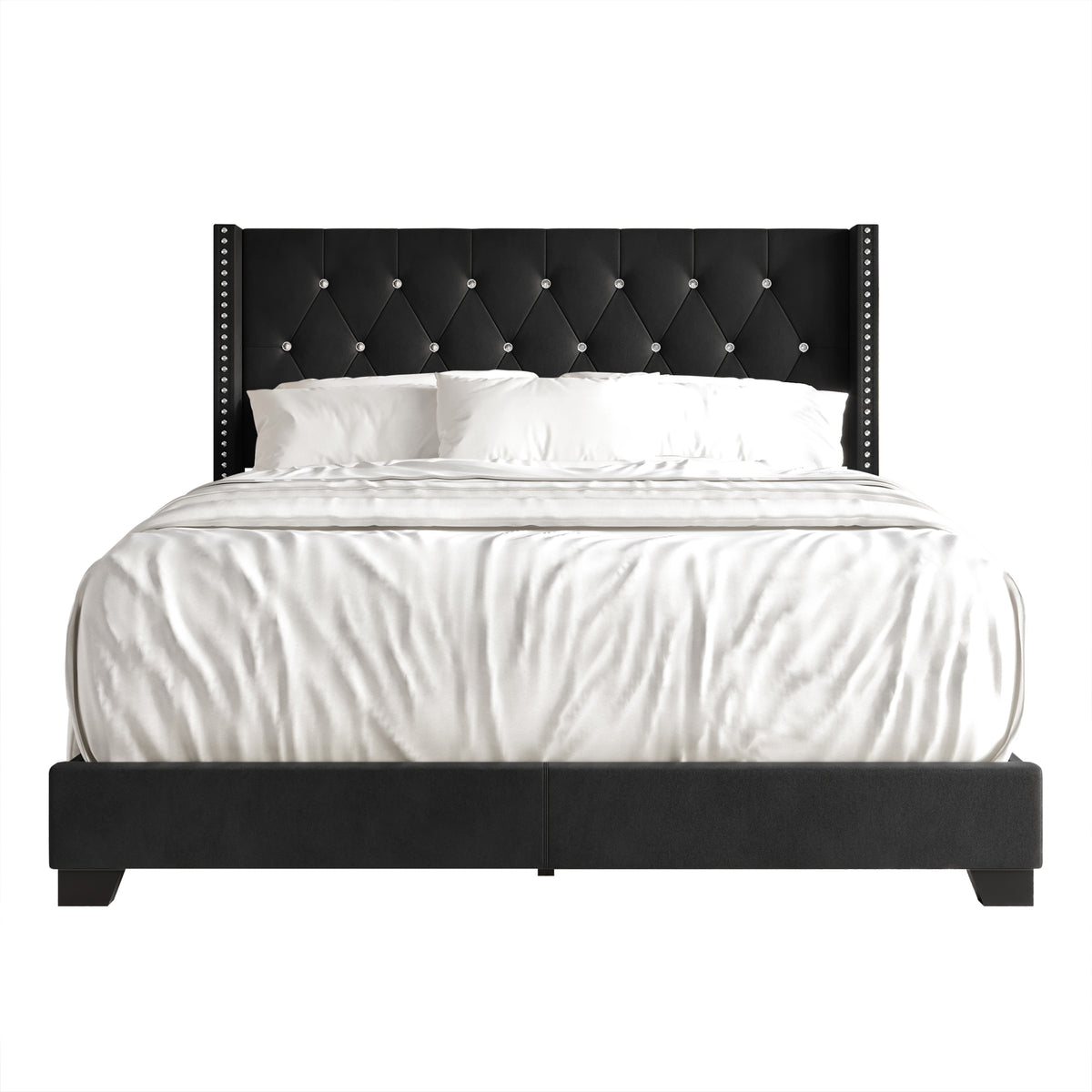 Elysian Button Tufted Wingback Upholstered Bed