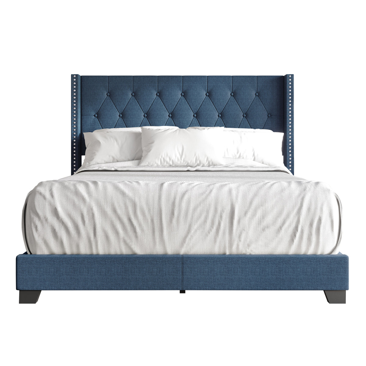 Elysian Button Tufted Wingback Upholstered Bed