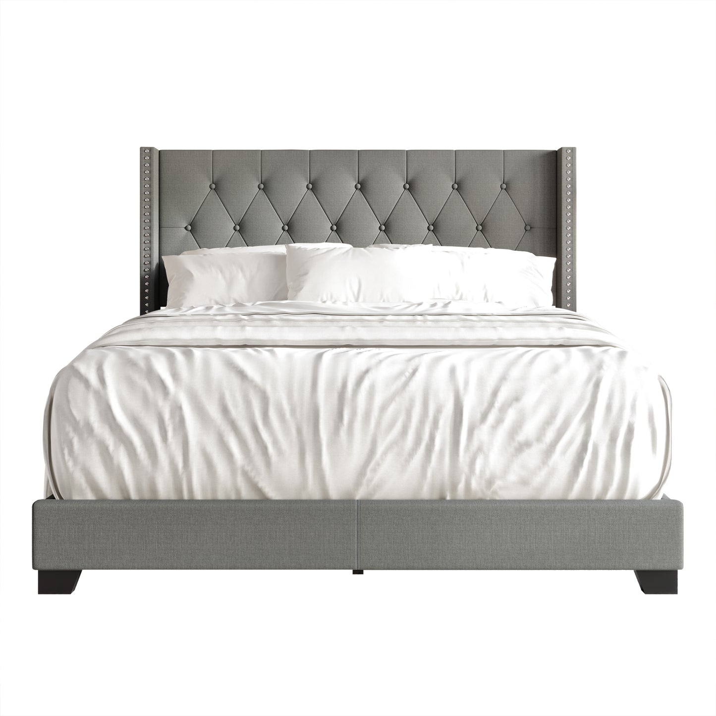 Elysian Button Tufted Wingback Upholstered Bed