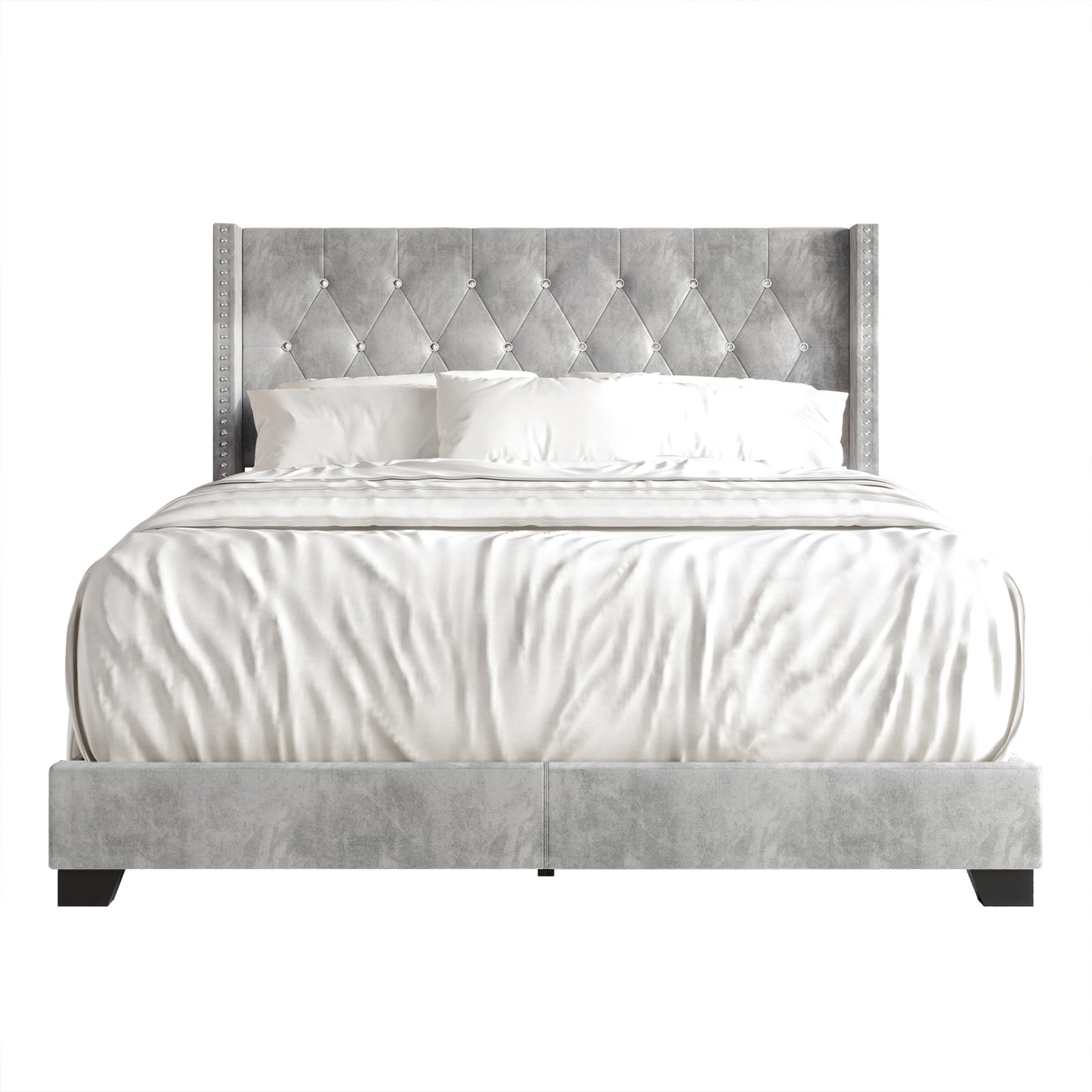 Elysian Button Tufted Wingback Upholstered Bed