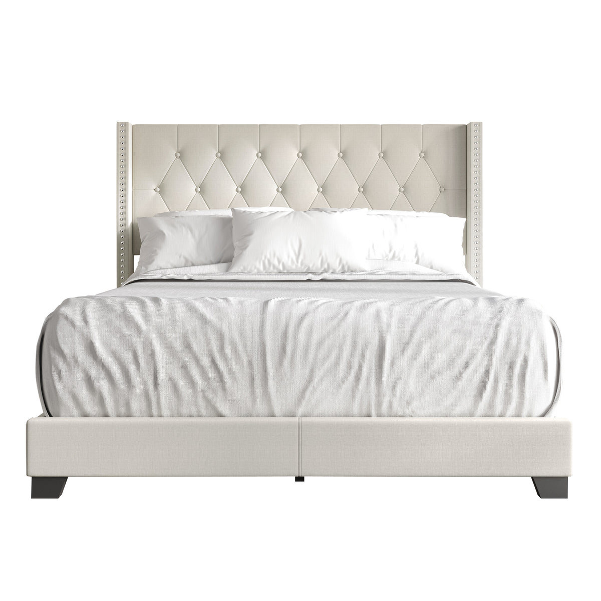 Elysian Button Tufted Wingback Upholstered Bed