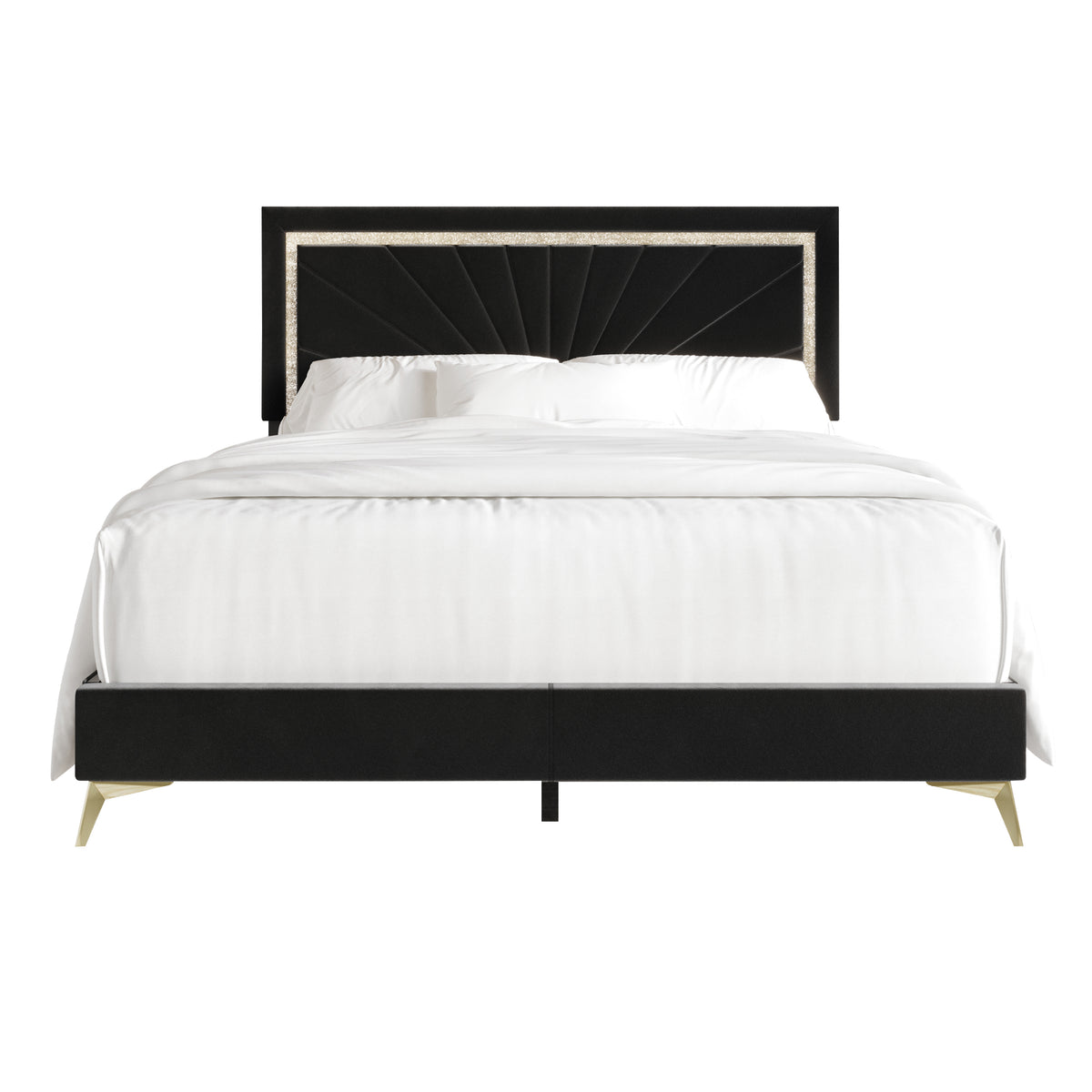 Soufian Diamond Strip Velvet Upholstered Bed