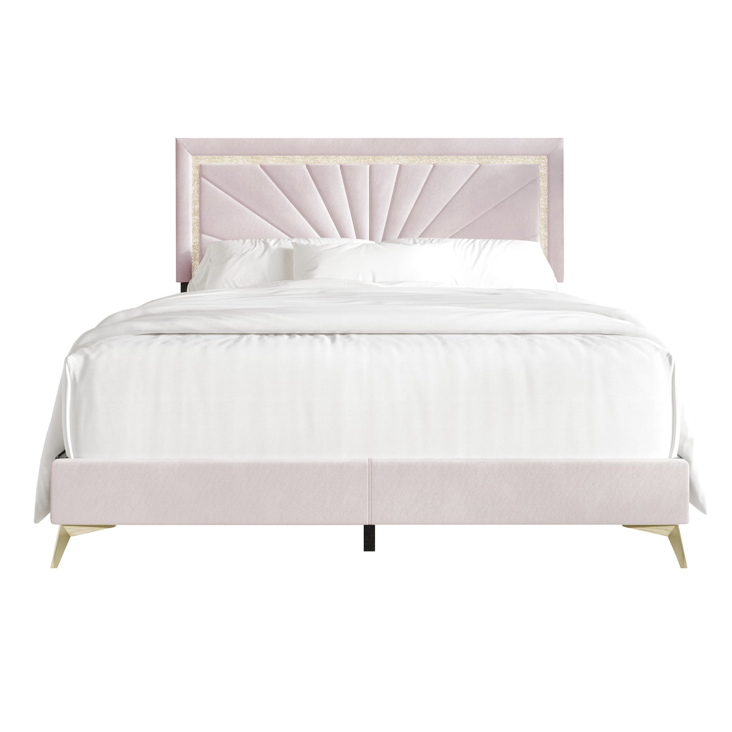 Soufian Diamond Strip Velvet Upholstered Bed