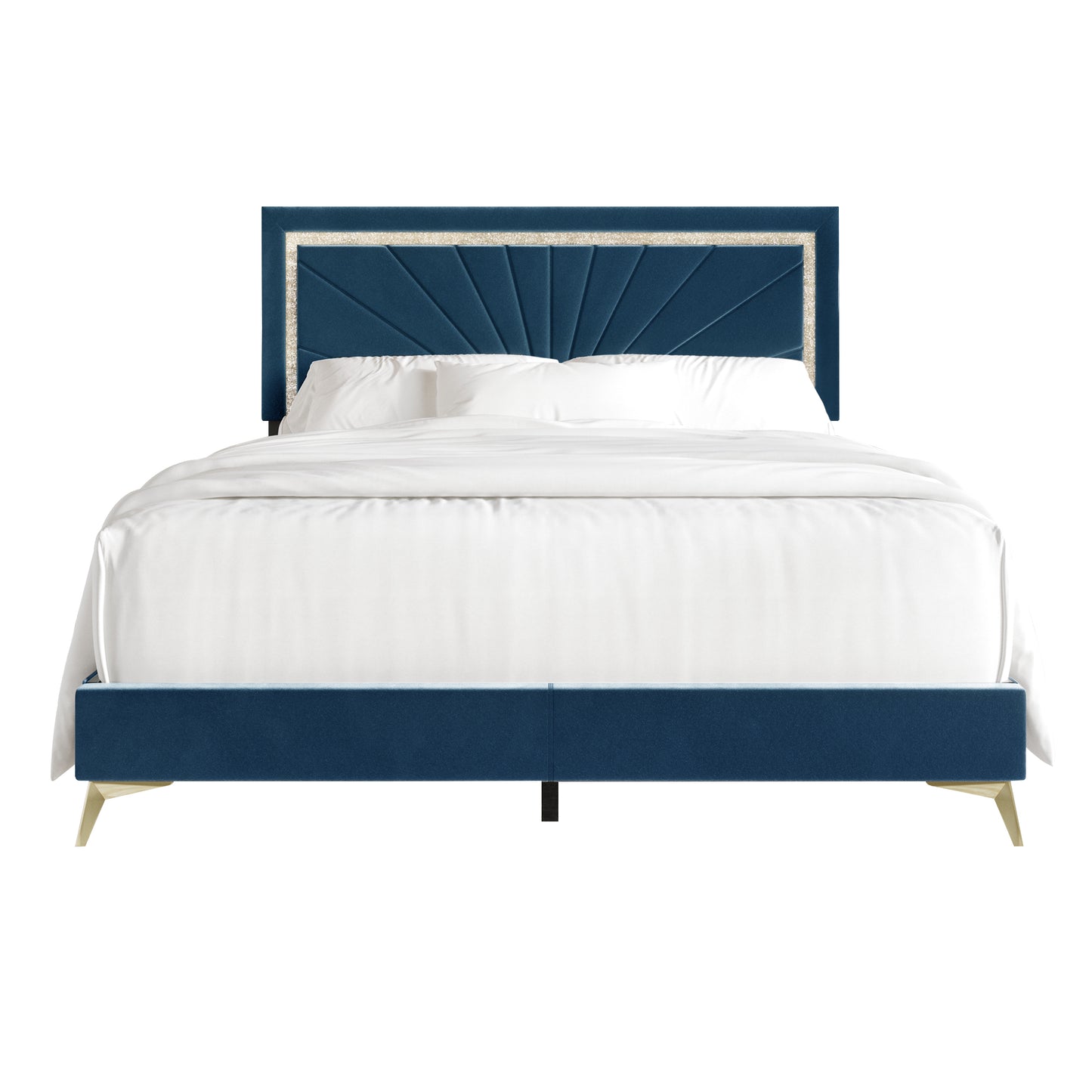 Soufian Diamond Strip Velvet Upholstered Bed