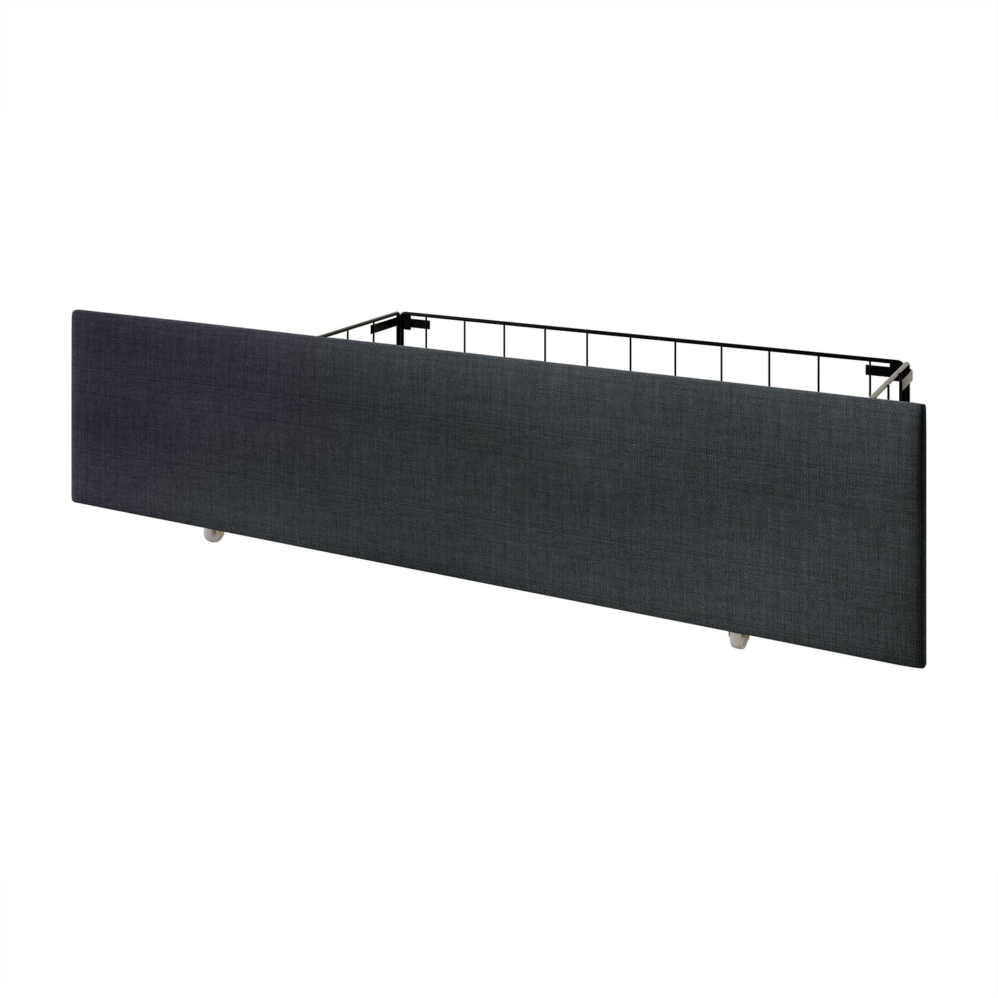 Nikrae Chrome Nailhead Wingback Upholstered Bed with Drawers