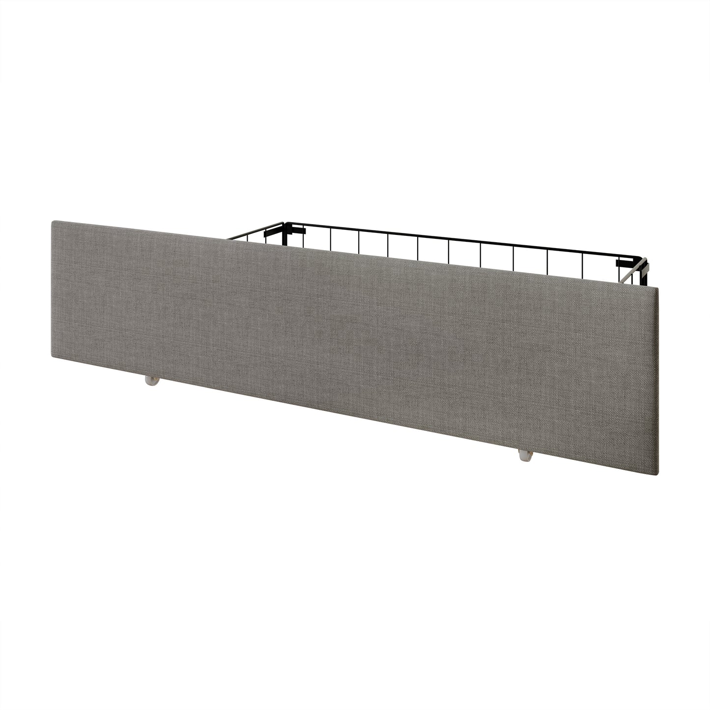 Nikrae Chrome Nailhead Wingback Upholstered Bed with Drawers