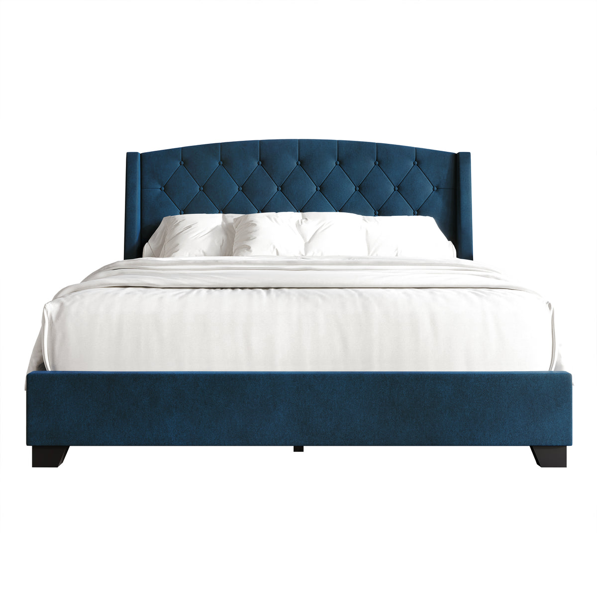 Laksha Button Tufted Wingback Upholstered Bed with Drawers