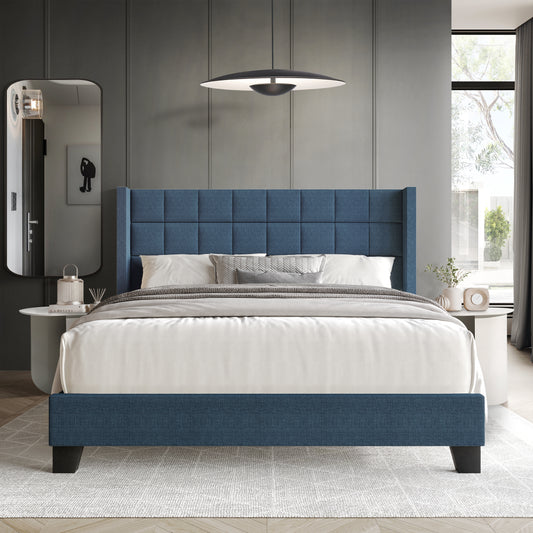 Jiahang Wingback Linen Upholstered Panel Bed