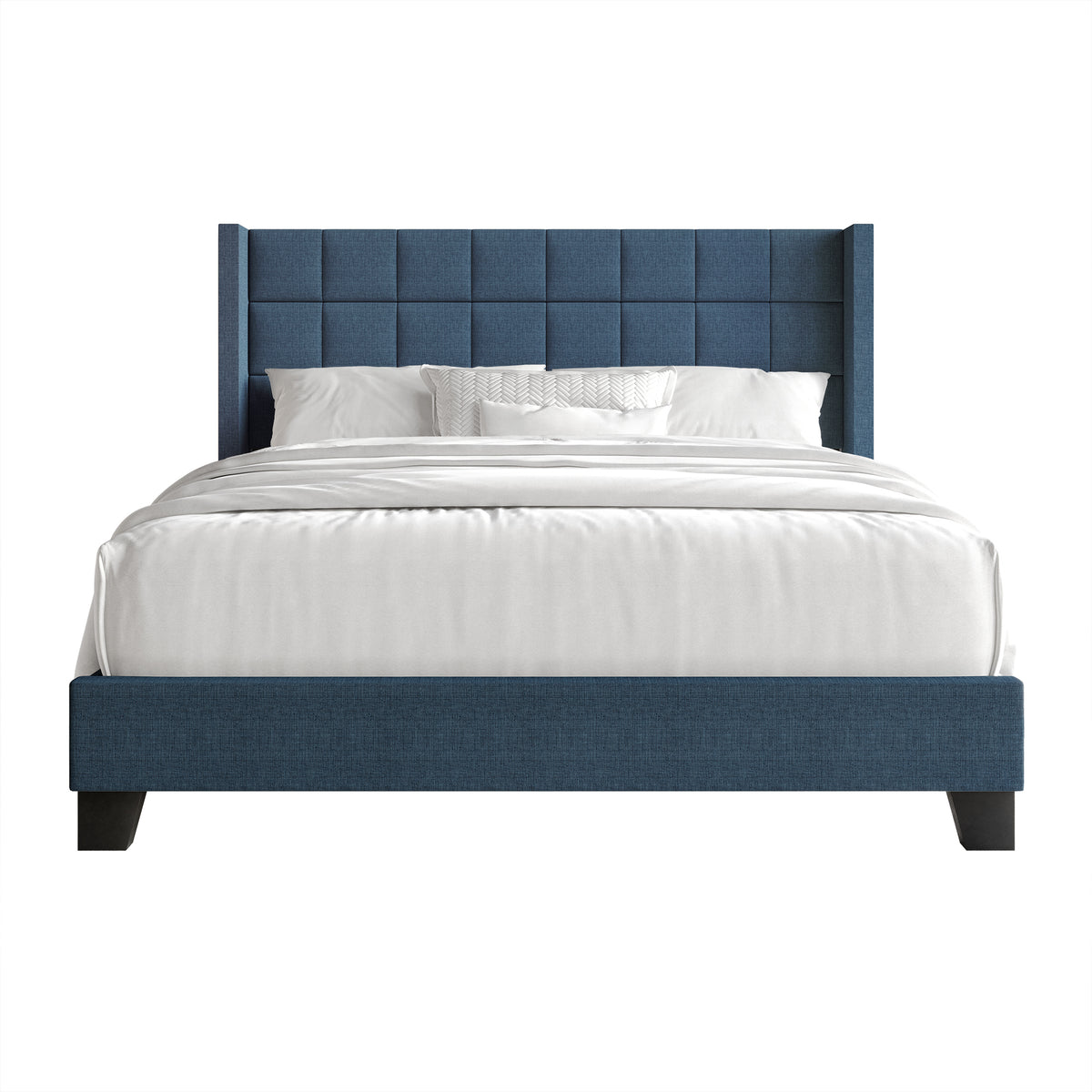 Jiahang Wingback Linen Upholstered Panel Bed