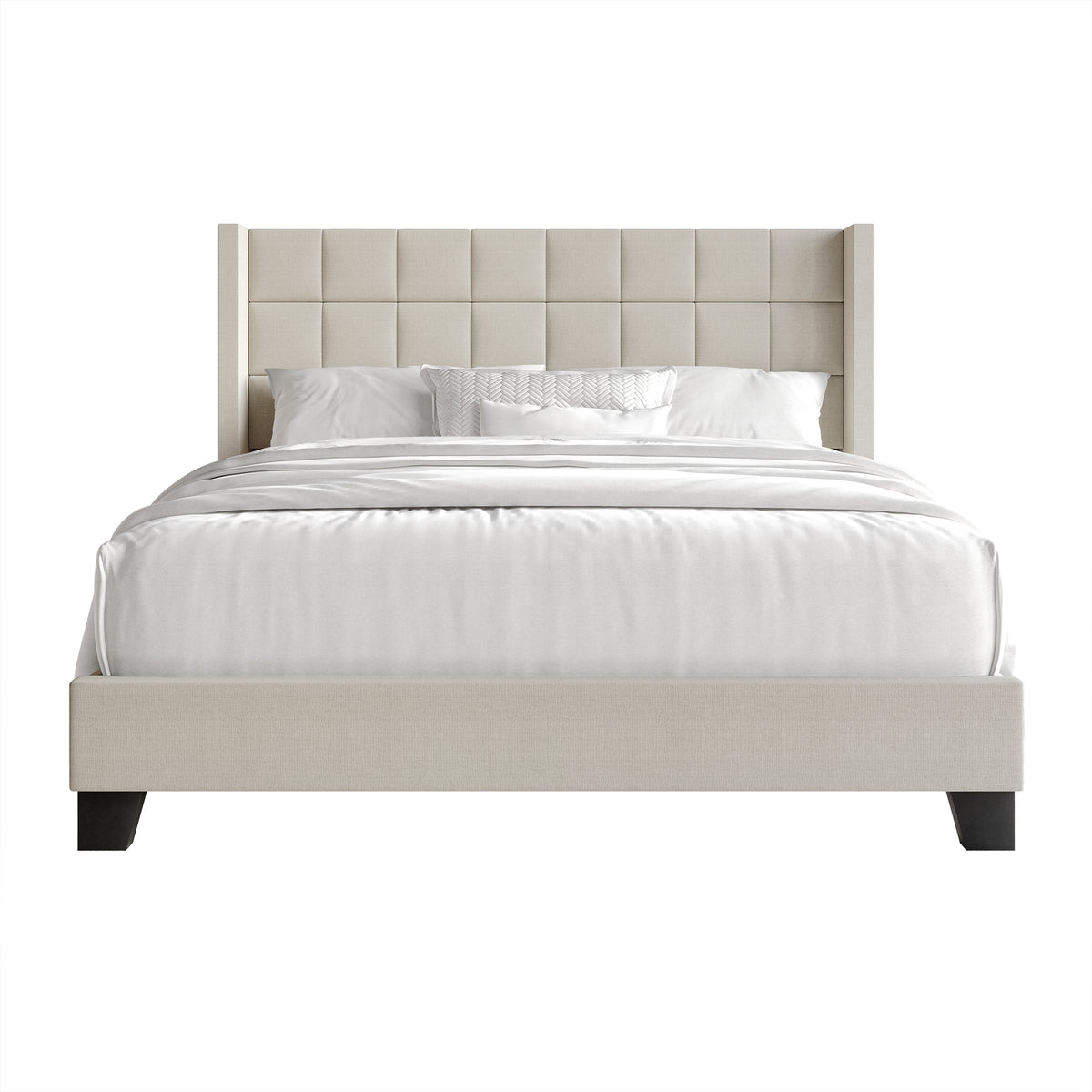 Jiahang Wingback Linen Upholstered Panel Bed