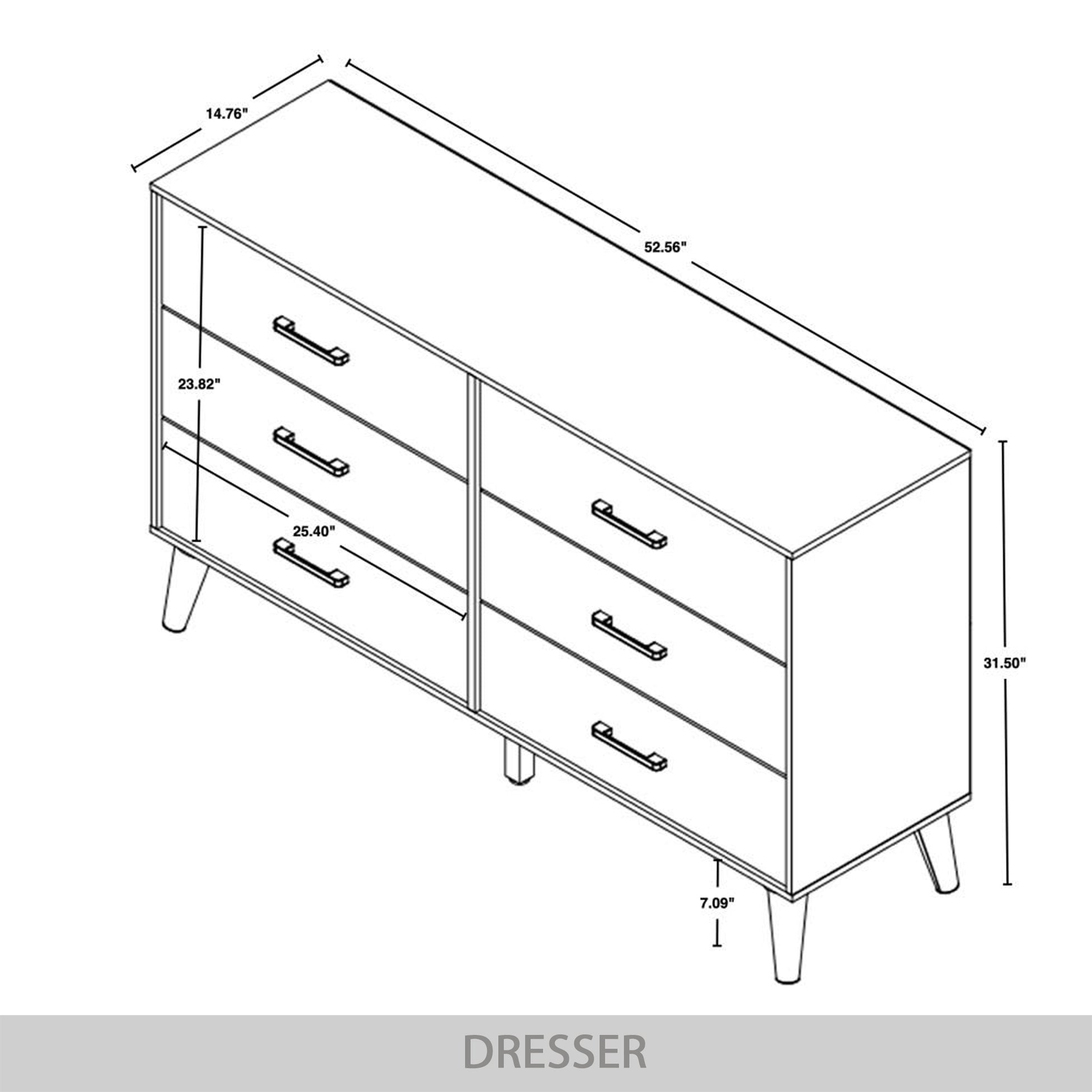 dresser dimensions Ivy Ridge Drawers feature metal glides and replaceable metal knobs DaVinci Jayden 6-Drawer Double Wide