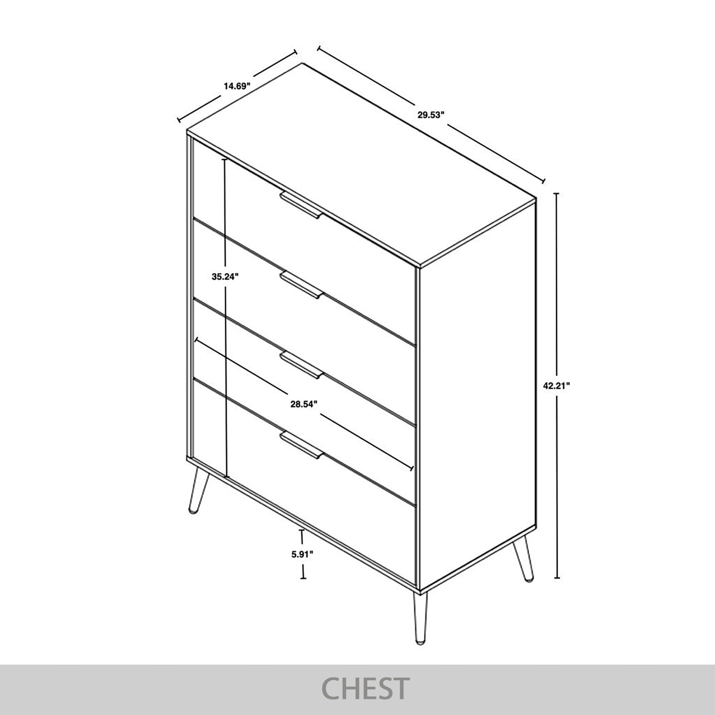 Rafiat 4-Drawers Wooden Chest