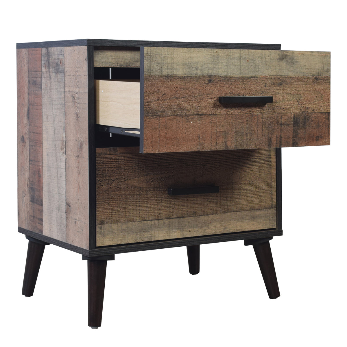 Rothger Rustic Elegant 2-Drawers Wooden Nightstand