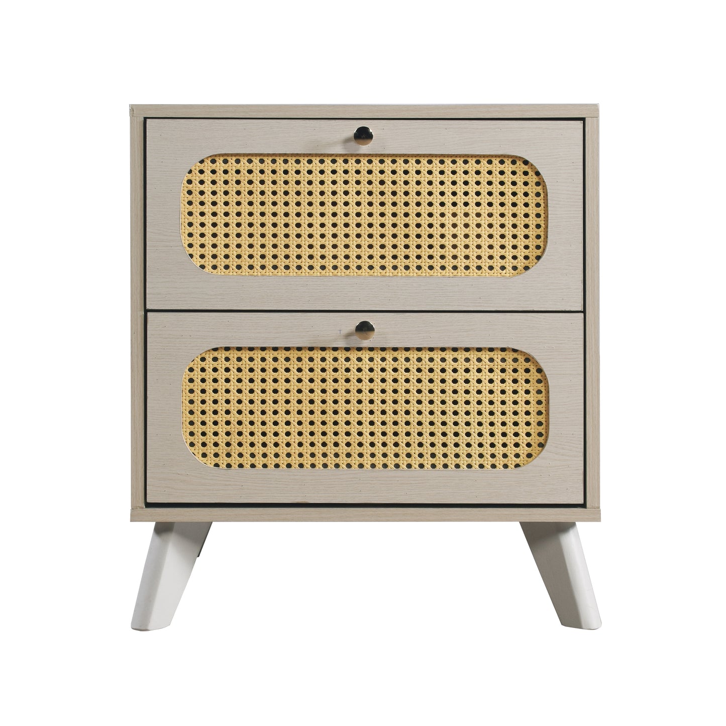 Adalade Rustic Modern 2-Drawers Wooden Nightstand