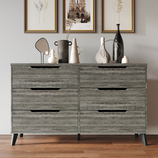 Ihor Chic and Vintage Wooden Dresser with 6 drawers
